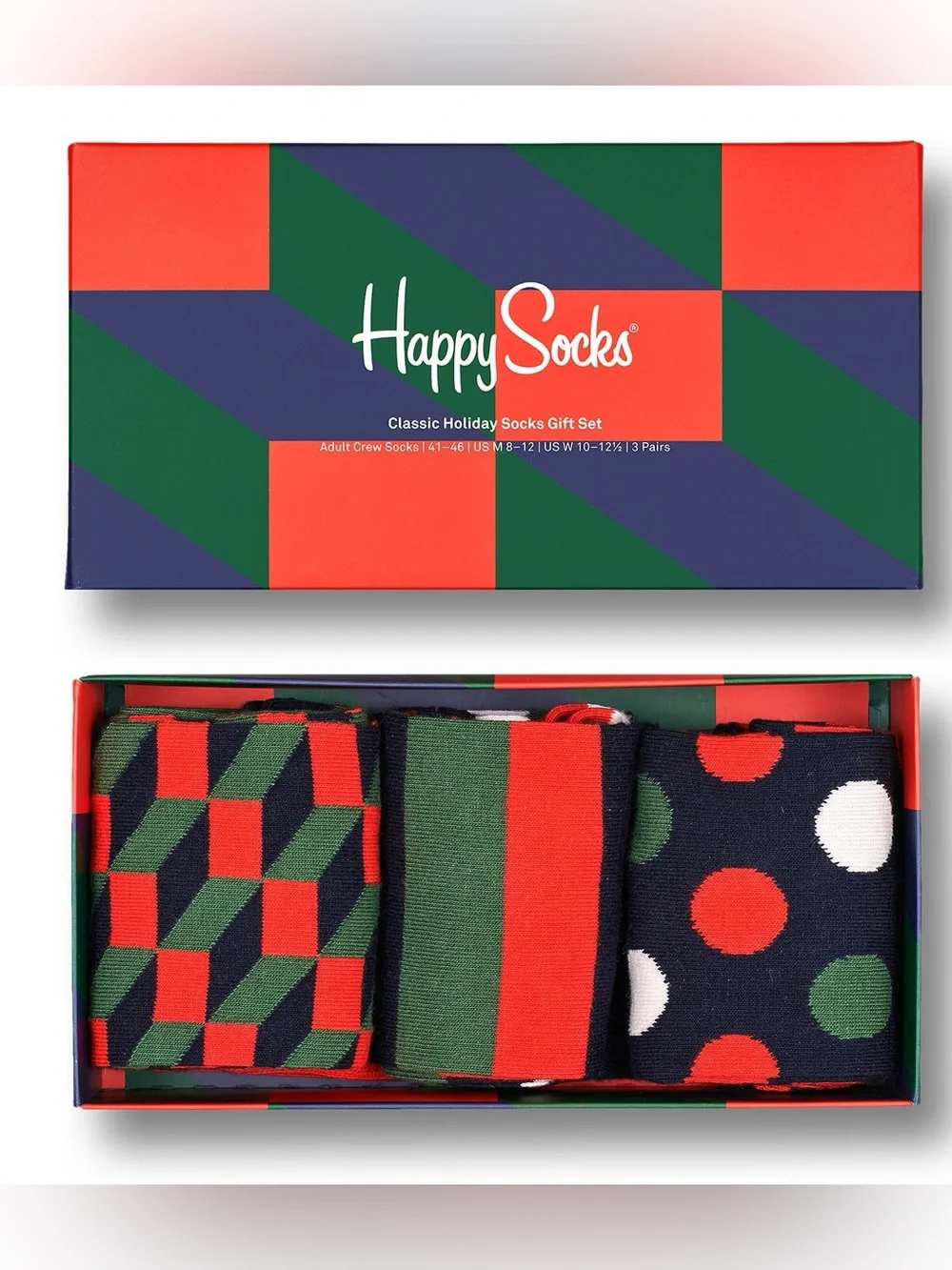 Happy Socks Classic Holiday Gift Box 3-Pack - Inisex NIP